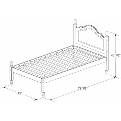 100% Solid Wood Reston Twin Size Panel Headboard Platform Bed by Palace Imports