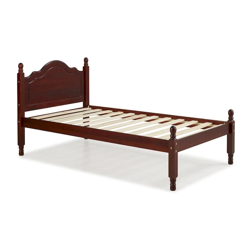 100% Solid Wood Reston Twin Size Panel Headboard Platform Bed by Palace Imports