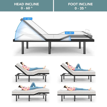 Massaging Zero Gravity Adjustable Bed with Wireless Remote