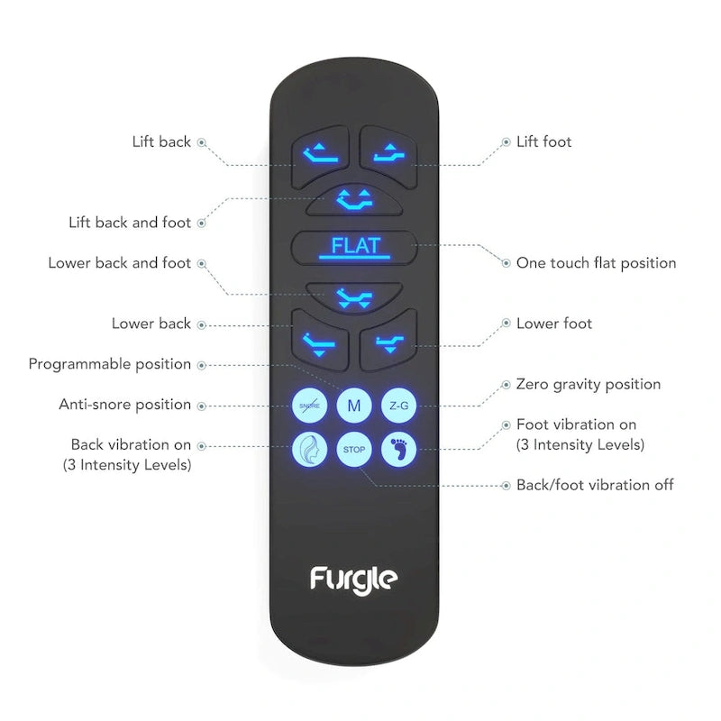 Massaging Zero Gravity Adjustable Bed with Wireless Remote
