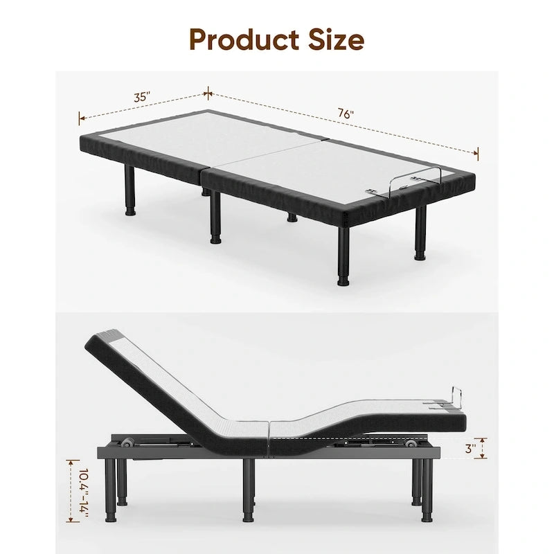 Massaging Zero Gravity Adjustable Bed with Wireless Remote