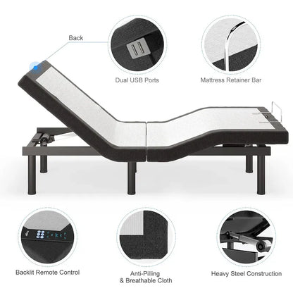 Massaging Zero Gravity Adjustable Bed with Wireless Remote