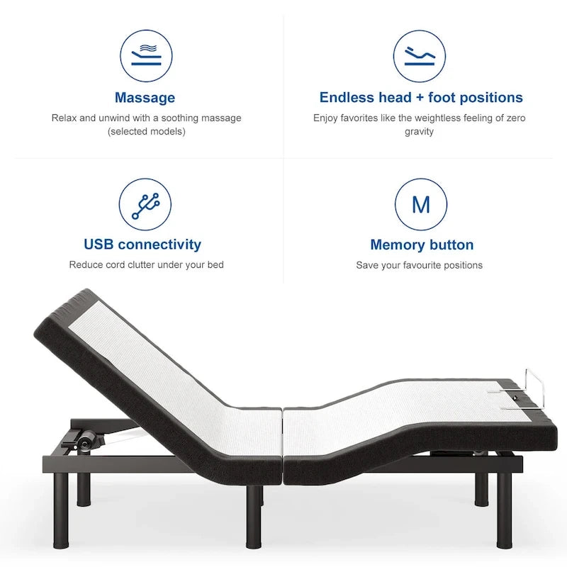Massaging Zero Gravity Adjustable Bed with Wireless Remote