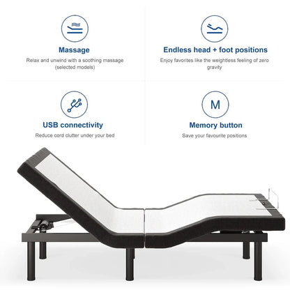 Massaging Zero Gravity Adjustable Bed with Wireless Remote