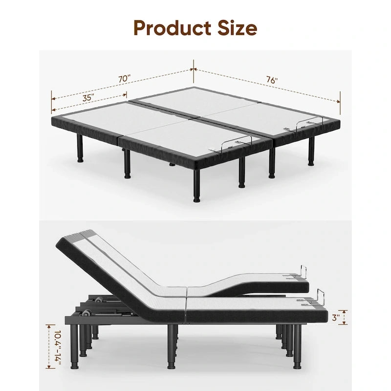Massaging Zero Gravity Adjustable Bed with Wireless Remote