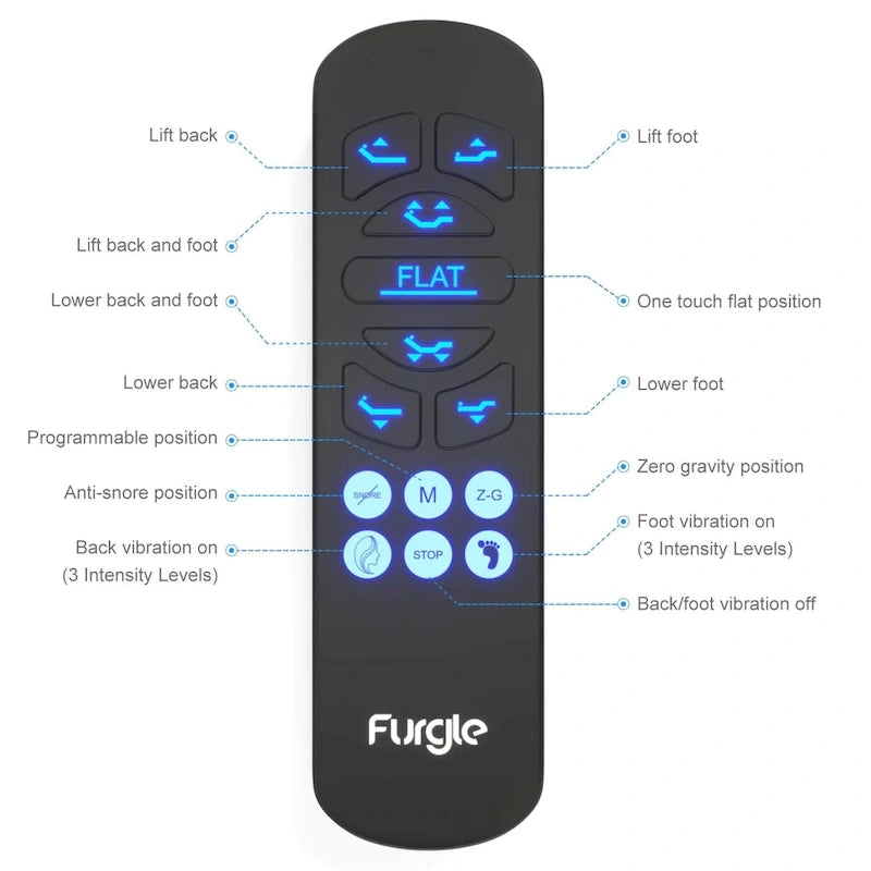 Massaging Zero Gravity Adjustable Bed with Wireless Remote