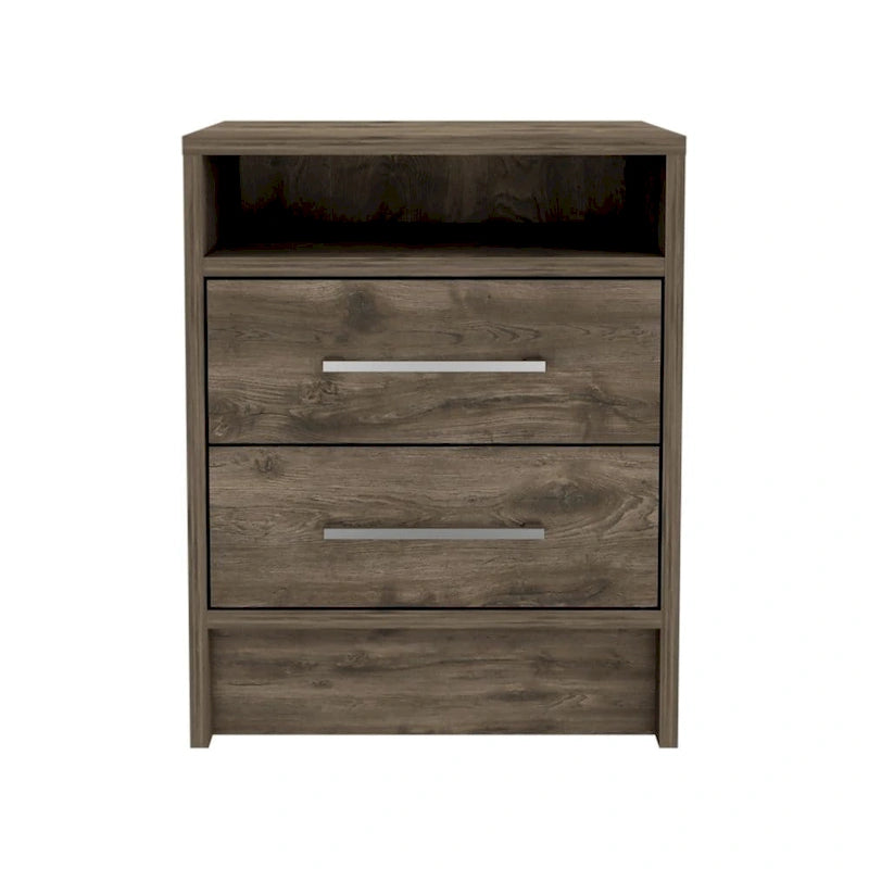 FM Furniture Philadelphia Nightstand with Two Drawers, and Concealed Shelf