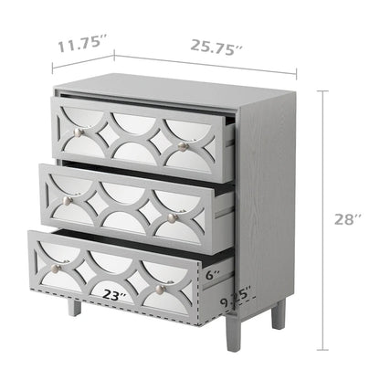 COZAYH Contemporary Mirror Front Nightstand, Modern Dresser for Bedroom, Living Room, Entryway