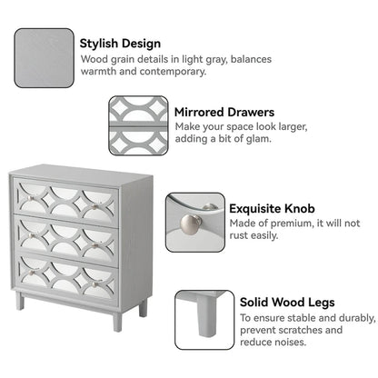 COZAYH Contemporary Mirror Front Nightstand, Modern Dresser for Bedroom, Living Room, Entryway