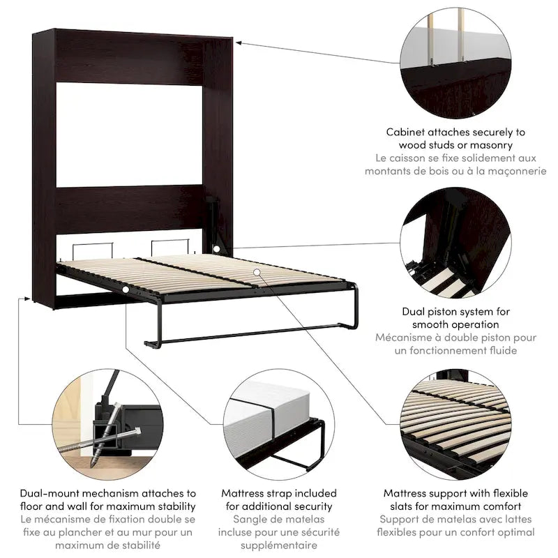 Claremont 59W Space-Saving Full Size Murphy Bed by Bestar