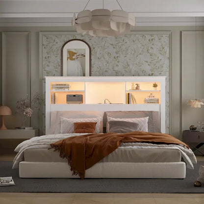 65W x 43H Bookcase Headboard With Light