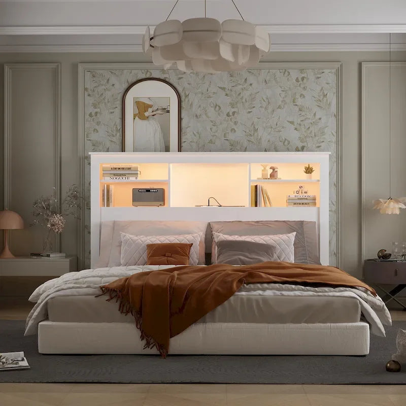65W x 43H Bookcase Headboard With Light