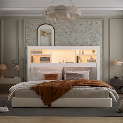65W x 43H Bookcase Headboard With Light