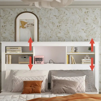 65W x 43H Bookcase Headboard With Light