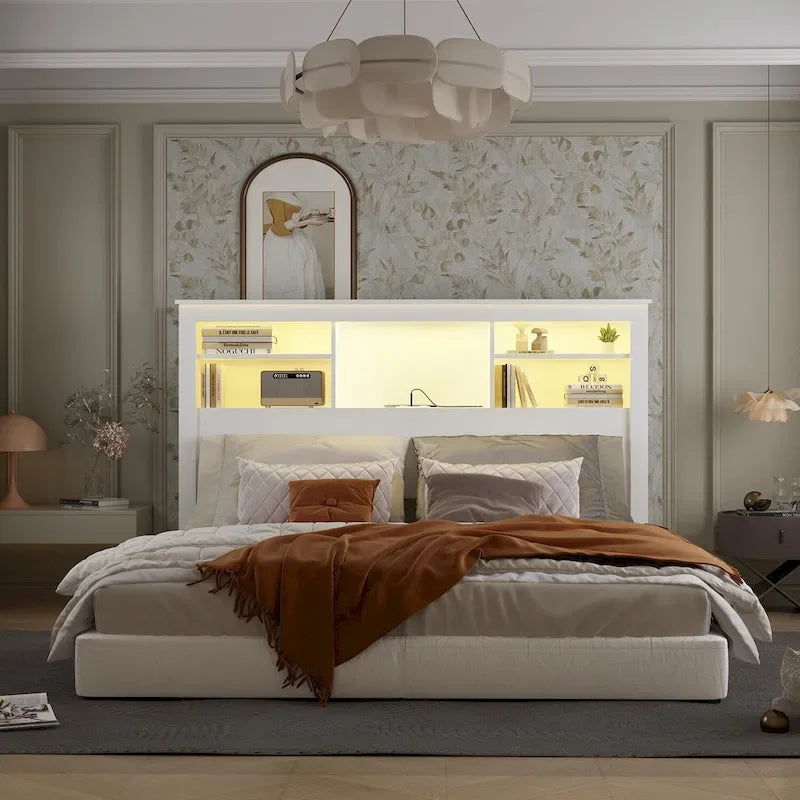 65W x 43H Bookcase Headboard With Light