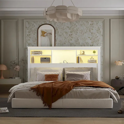 65W x 43H Bookcase Headboard With Light