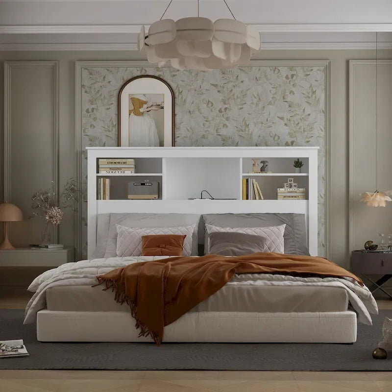 65W x 43H Bookcase Headboard With Light