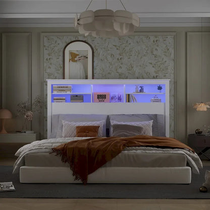 65W x 43H Bookcase Headboard With Light
