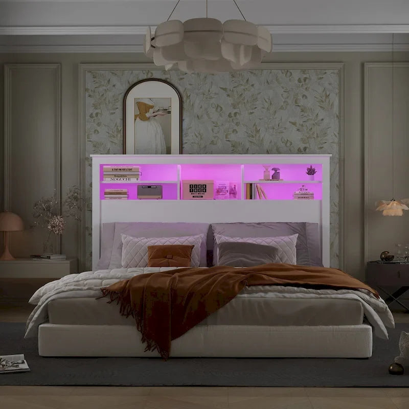 65W x 43H Bookcase Headboard With Light