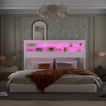 65W x 43H Bookcase Headboard With Light