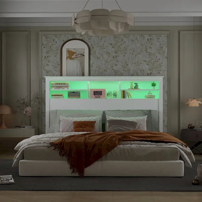 65W x 43H Bookcase Headboard With Light