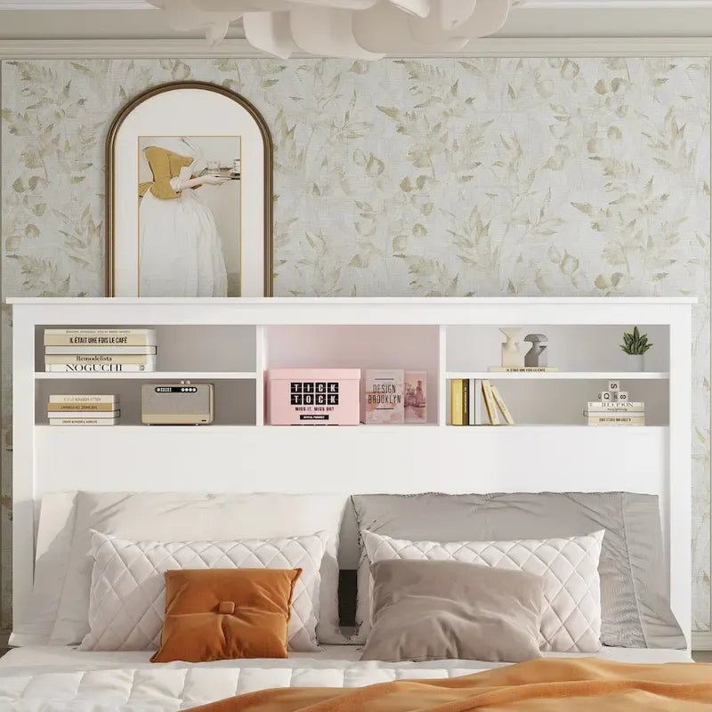 65W x 43H Bookcase Headboard With Light