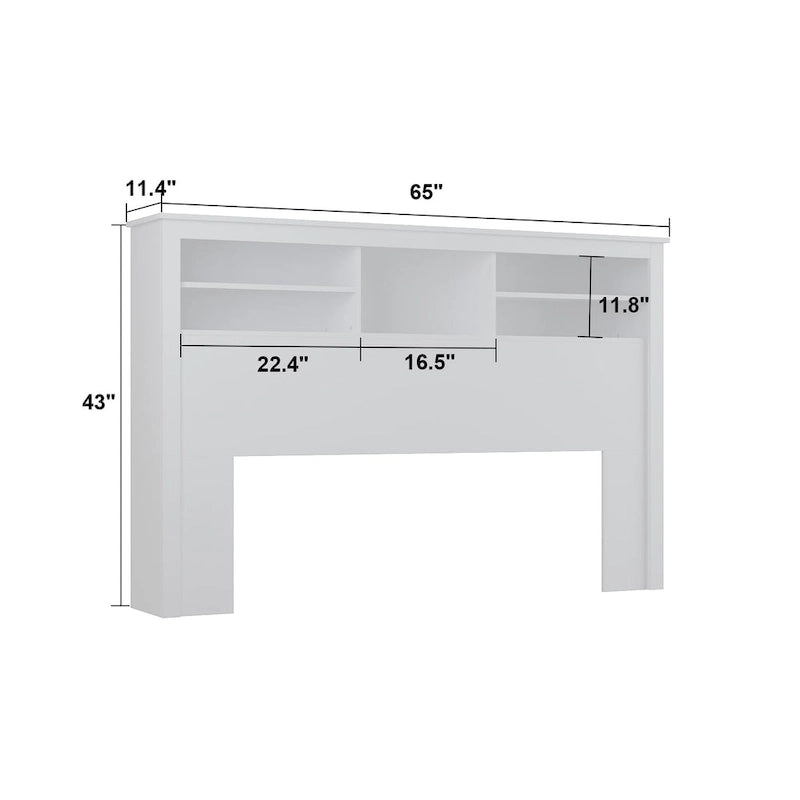 65W x 43H Bookcase Headboard With Light