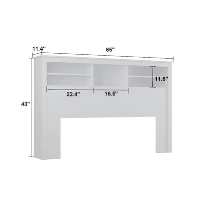 65W x 43H Bookcase Headboard With Light