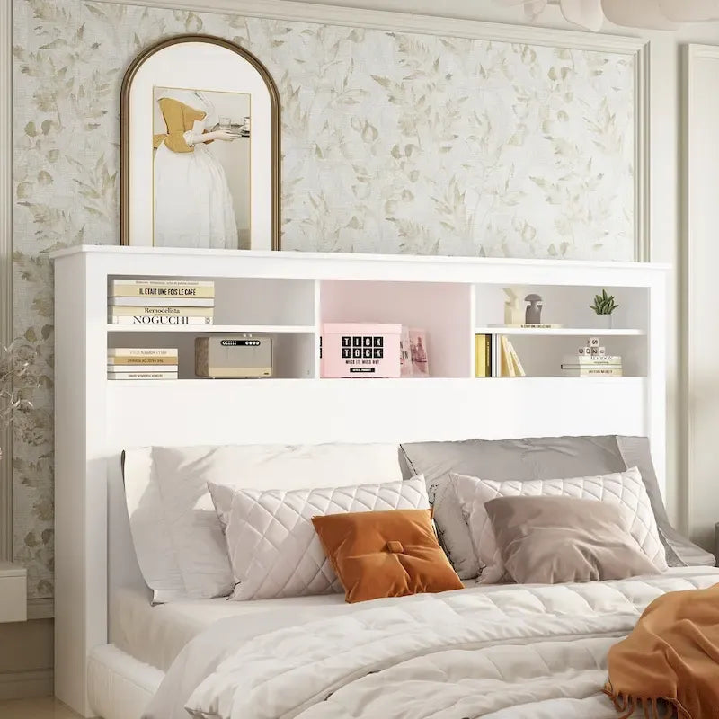 65W x 43H Bookcase Headboard With Light