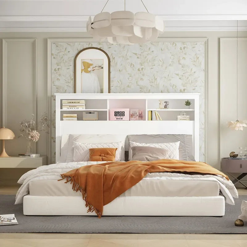65W x 43H Bookcase Headboard With Light
