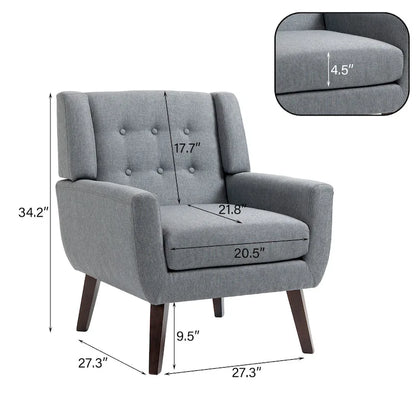 Modern Curved 63 Button Tufted Upholstered Loveseat with 2 Accent Chairs