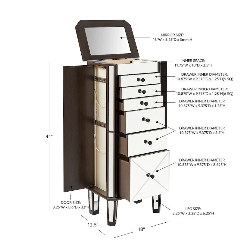 Miry Mirrored Jewelry Armoire