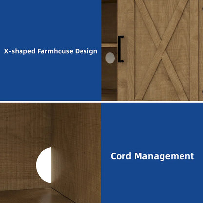 Moasis Farmhouse Highboy TV Stand for 65-Inch TV Barn Door Entertainment Center