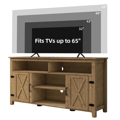 Moasis Farmhouse Highboy TV Stand for 65-Inch TV Barn Door Entertainment Center