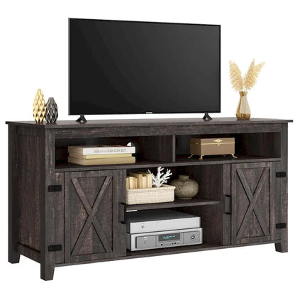 Moasis Farmhouse Highboy TV Stand for 65-Inch TV Barn Door Entertainment Center