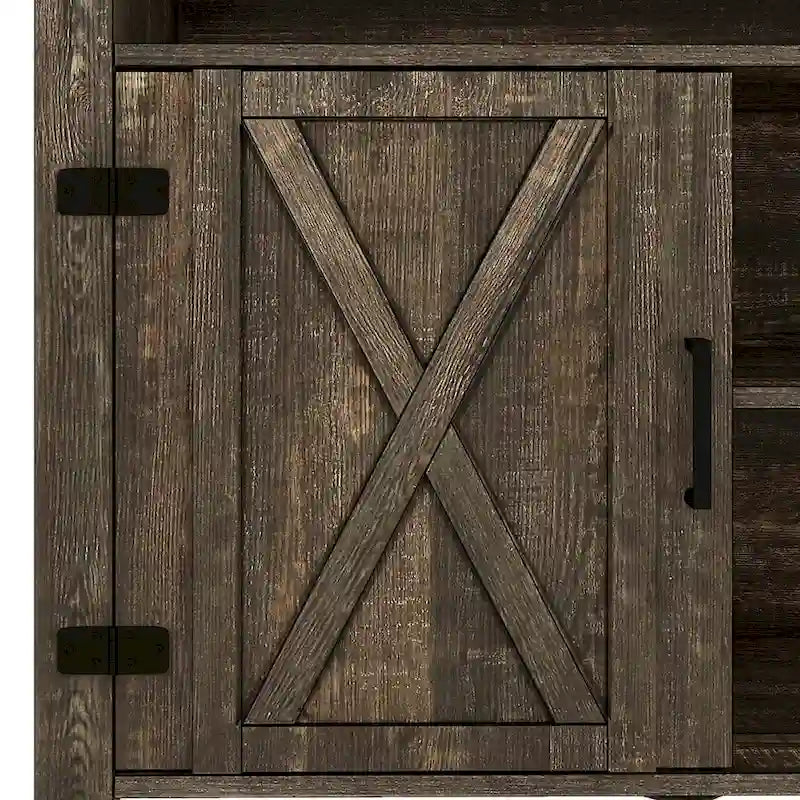 Moasis Farmhouse Highboy TV Stand for 65-Inch TV Barn Door Entertainment Center