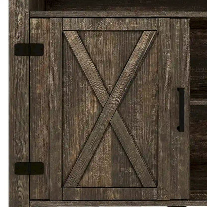 Moasis Farmhouse Highboy TV Stand for 65-Inch TV Barn Door Entertainment Center