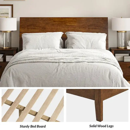 Claus Mid-Century Modern Solid Wood Platform Bed with USB Ports and Storage Space by HULALA HOME