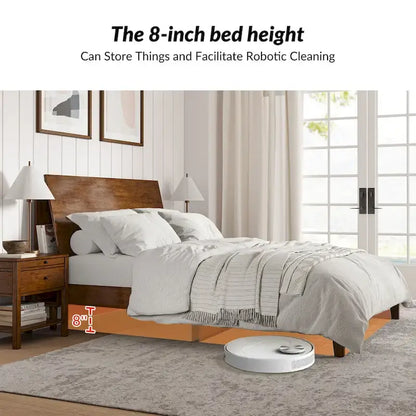 Claus Mid-Century Modern Solid Wood Platform Bed with USB Ports and Storage Space by HULALA HOME