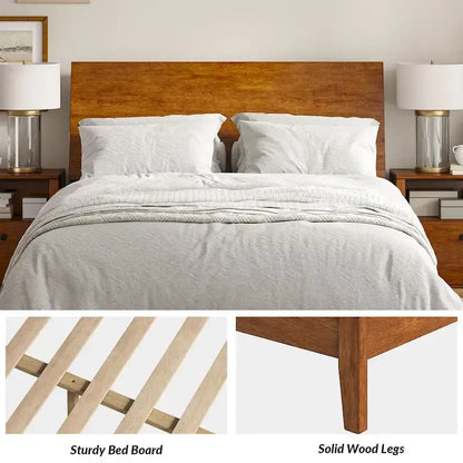 Claus Mid-Century Modern Solid Wood Platform Bed with USB Ports and Storage Space by HULALA HOME