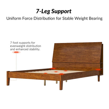 Claus Mid-Century Modern Solid Wood Platform Bed with USB Ports and Storage Space by HULALA HOME