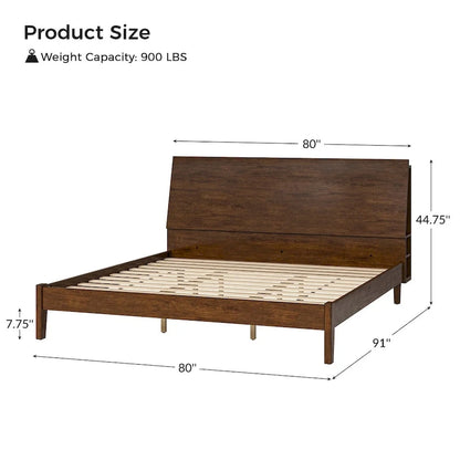 Claus Mid-Century Modern Solid Wood Platform Bed with USB Ports and Storage Space by HULALA HOME