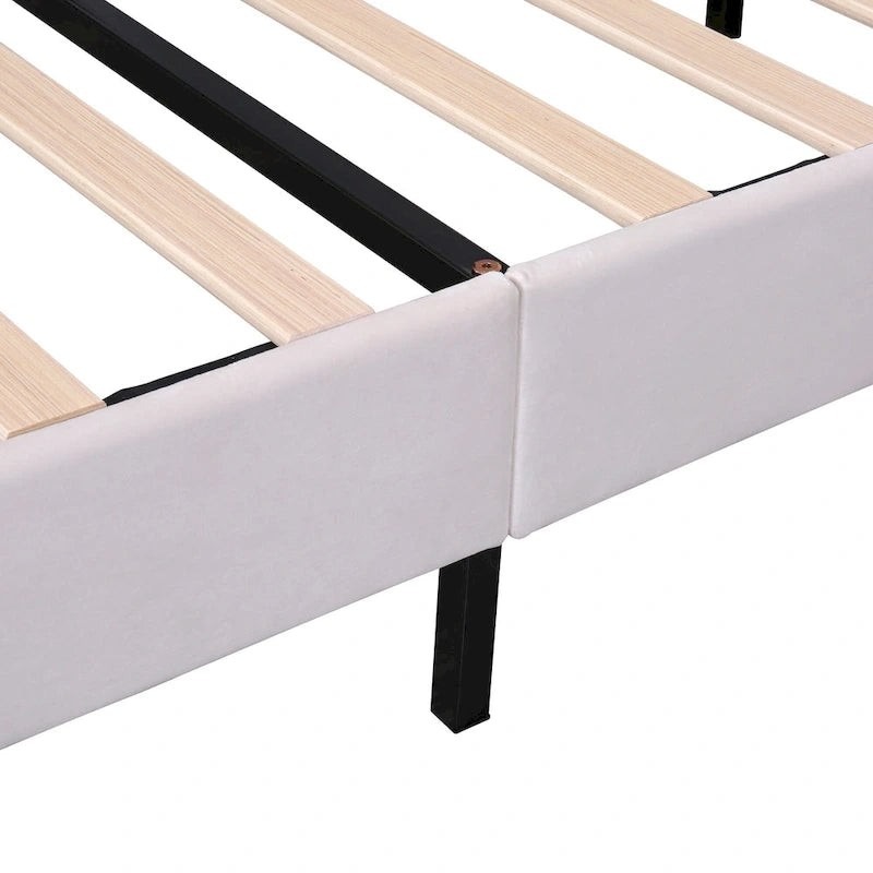 Full Size Upholstered Platform Bed with Flower Headboard