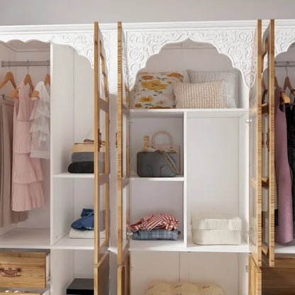 Classic Elegance Armoire Expandable Rustic Wardrobe with Glass Door