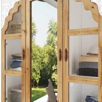 Classic Elegance Armoire Expandable Rustic Wardrobe with Glass Door