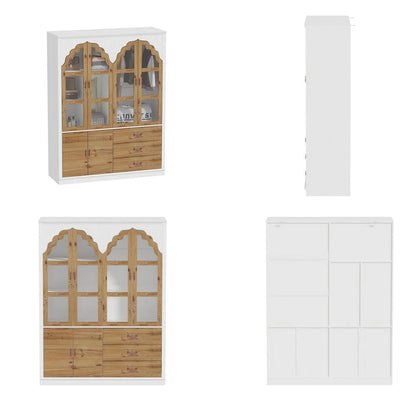 Classic Elegance Armoire Expandable Rustic Wardrobe with Glass Door