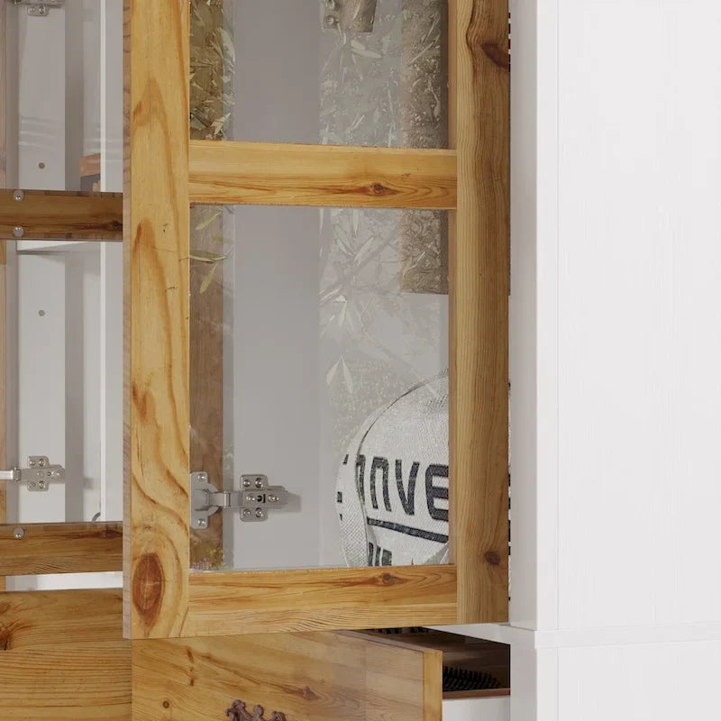 Classic Elegance Armoire Expandable Rustic Wardrobe with Glass Door