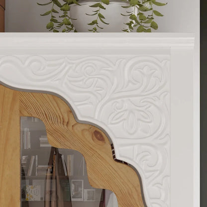 Classic Elegance Armoire Expandable Rustic Wardrobe with Glass Door