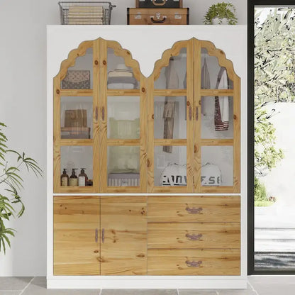 Classic Elegance Armoire Expandable Rustic Wardrobe with Glass Door
