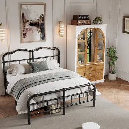 Classic Elegance Armoire Expandable Rustic Wardrobe with Glass Door